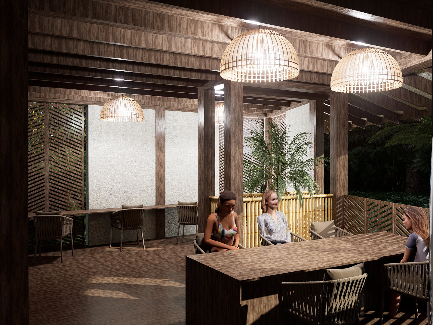 Bar et espace collectif en bois