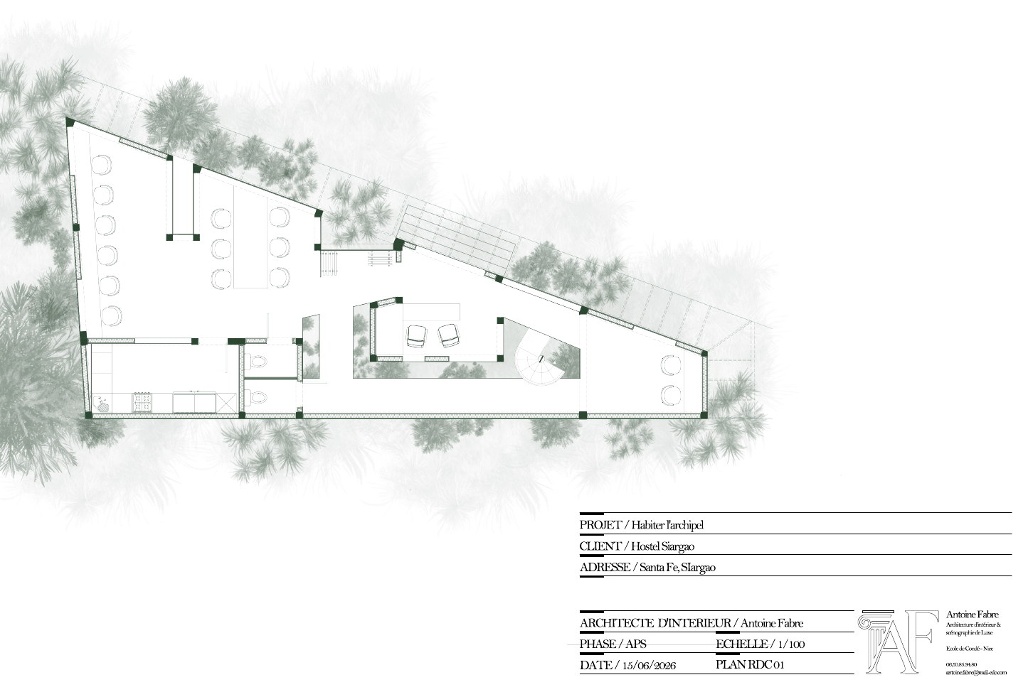 Plan du rez-de-chaussée du projet Habiter l’archipel
