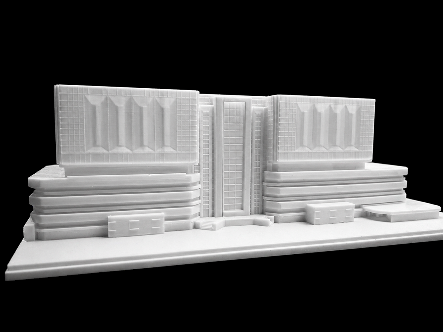 Vue en perspective de la maquette de l’hôpital Lenval