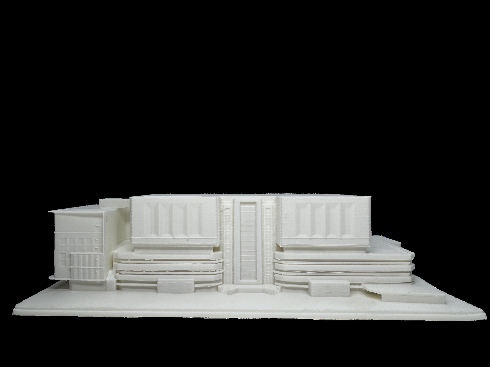 Vue générale de la maquette blanche de l’hôpital Lenval