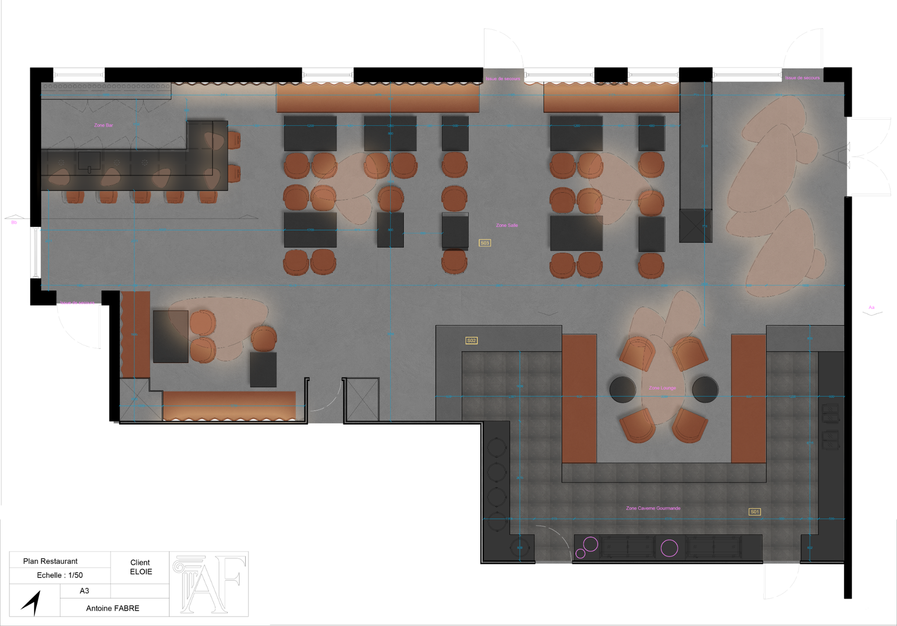 Plan d'aménagement du restaurant ELOIE